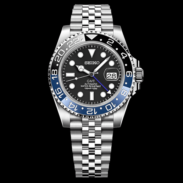 Custom Seiko Mod " Batman " GMT Series - Modtime - MODTIME