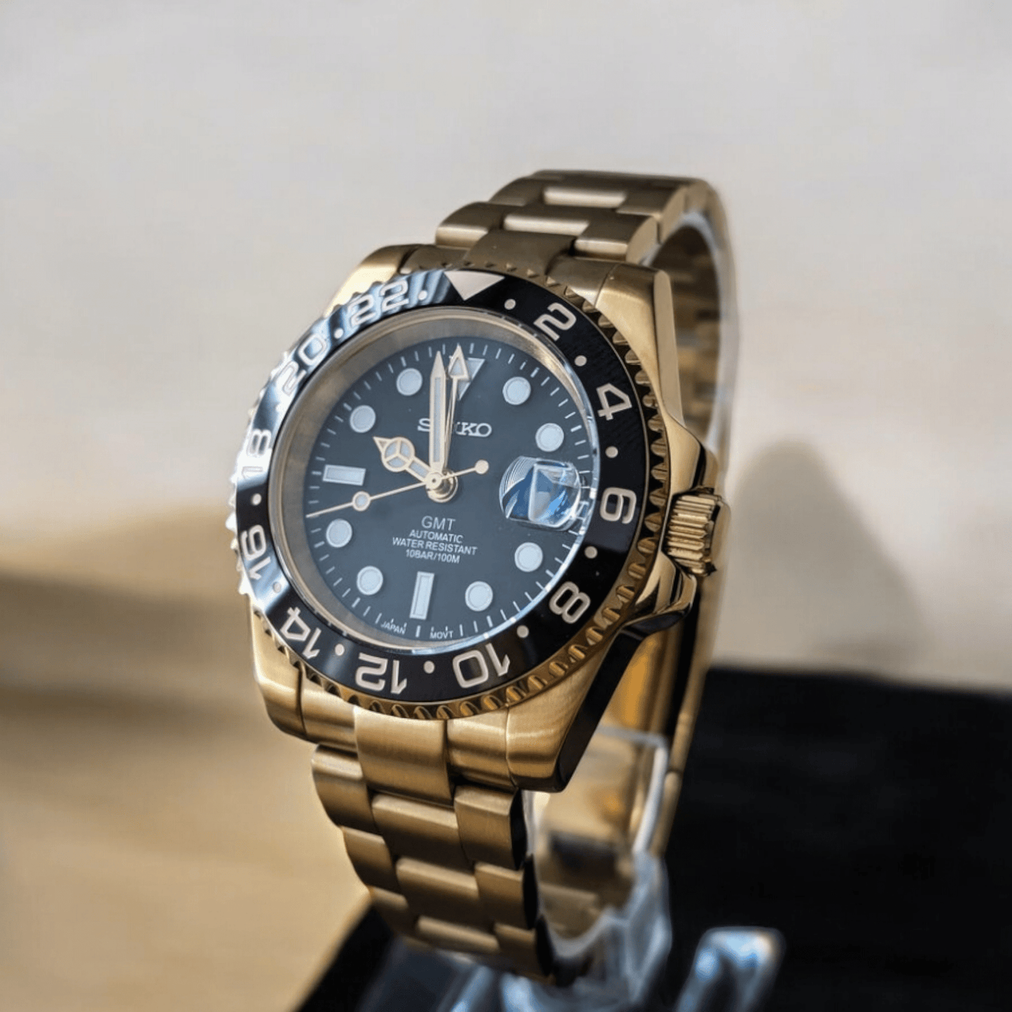 Custom Seiko Mod Gold GMT " Root Beer " Series - Modtime - MODTIME