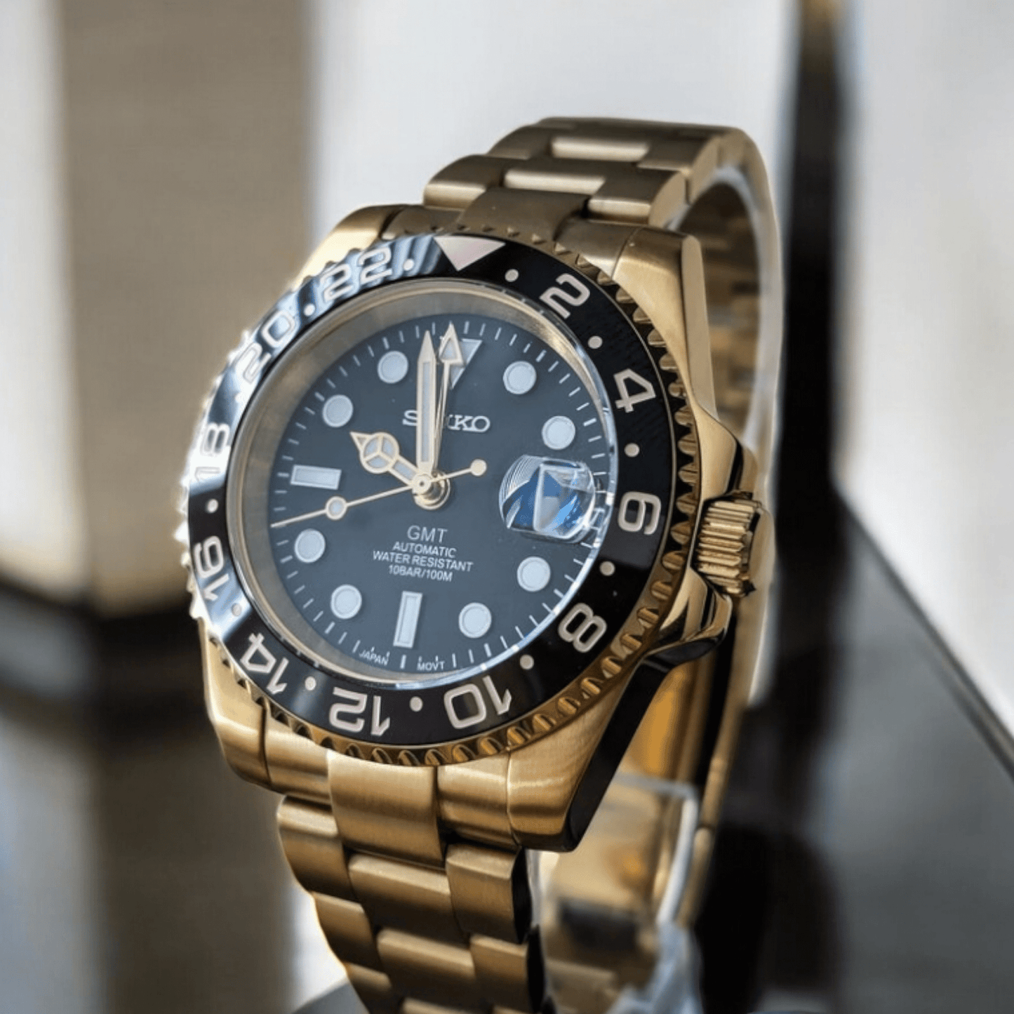 Custom Seiko Mod Gold GMT " Root Beer " Series - Modtime - MODTIME