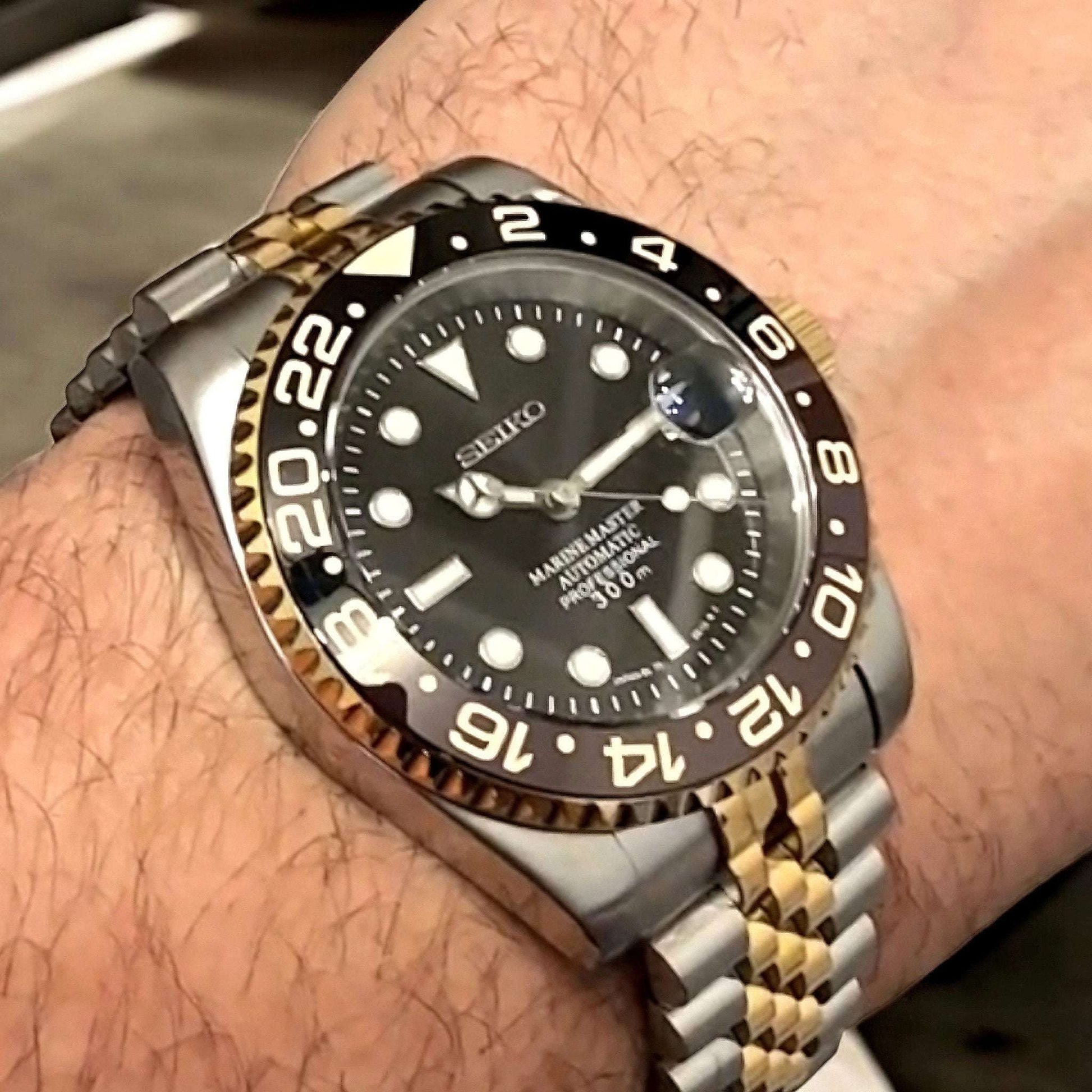 Custom Seiko Mod Two - Tone GMT " Root Beer " Series - Modtime - MODTIME