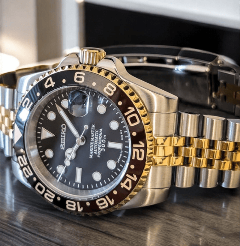 Custom Seiko Mod Two - Tone GMT " Root Beer " Series - Modtime - MODTIME