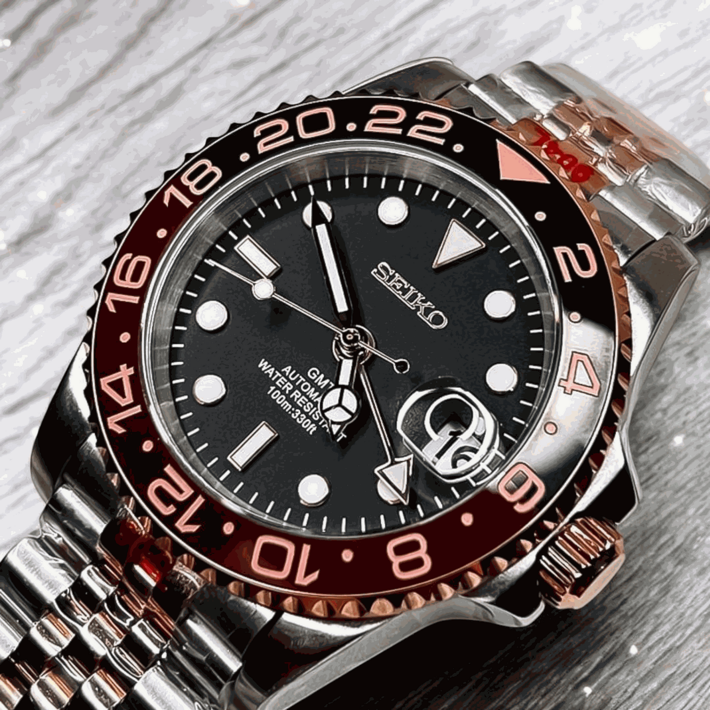 Custom Seiko Mod Two - Tone GMT " Root Beer " Series - Modtime - MODTIME