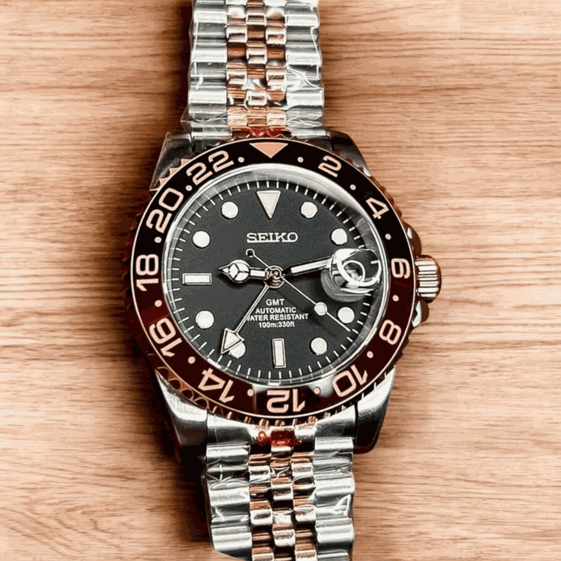 Custom Seiko Mod Two - Tone GMT " Root Beer " Series - Modtime - MODTIME