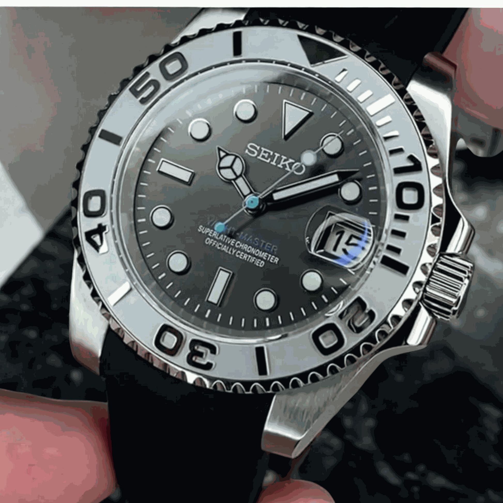 Modded Seiko Black Silver Seikomaster Diver Series - MODTIME