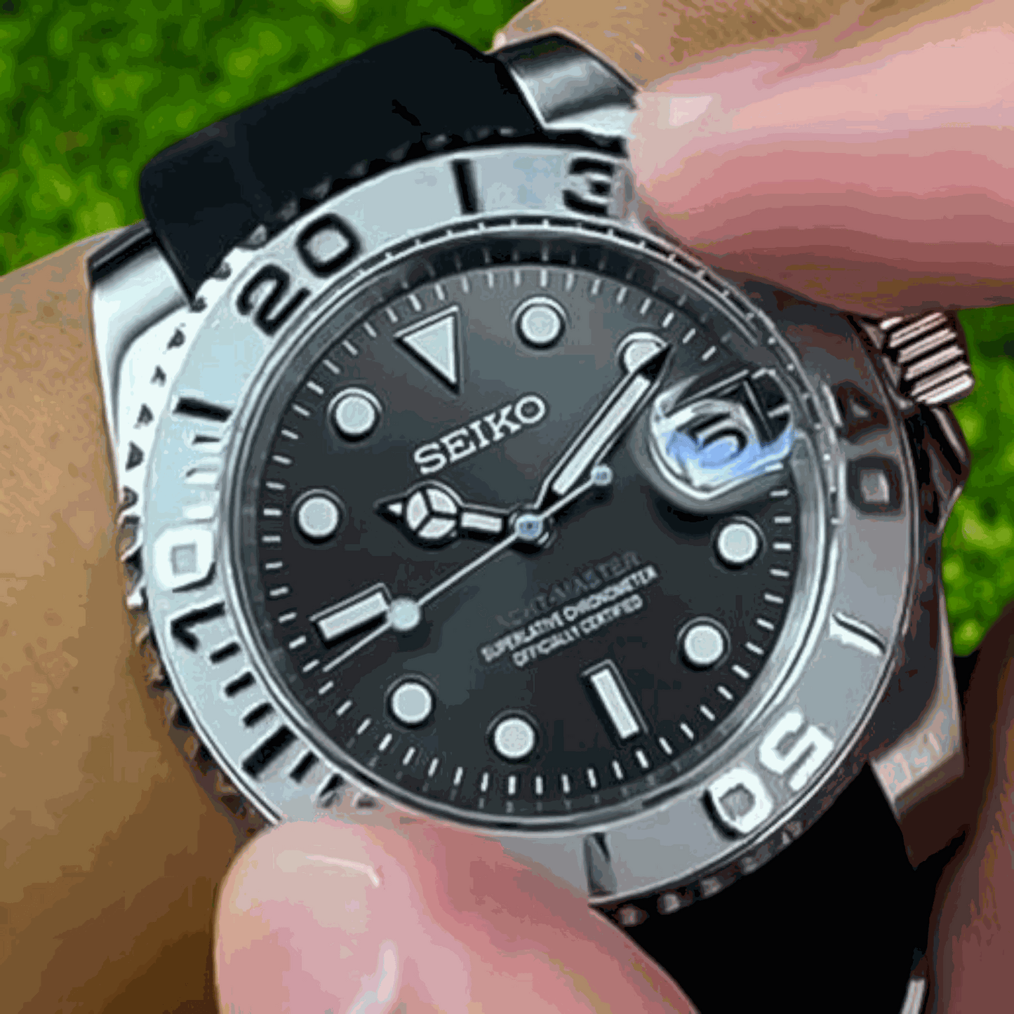 Modded Seiko Black Silver Seikomaster Diver Series - MODTIME