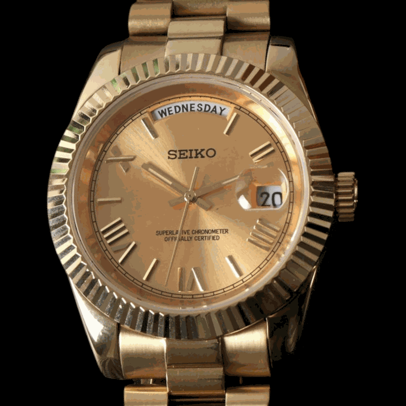 Modded Seiko Day - Date Gold Dial Series - Modtime - MODTIME