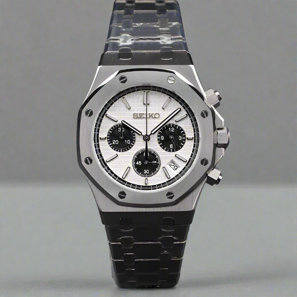 Modded Seiko Heritage "O" aka Seiko Oak Series Black White Panda Dial - MODTIME