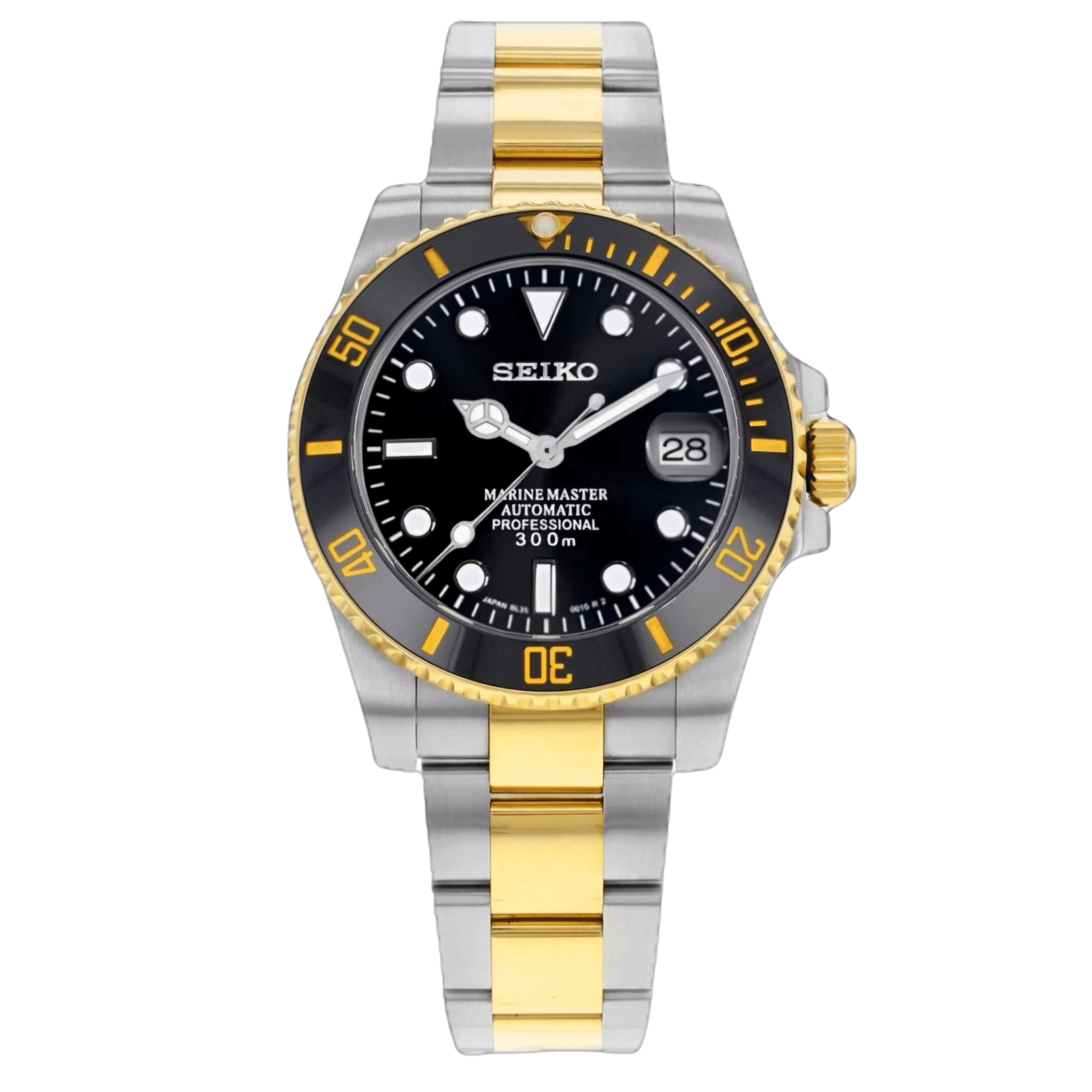 Seiko Mod Black Gold Two - Tone Seikomariner Diver Series - MODTIME