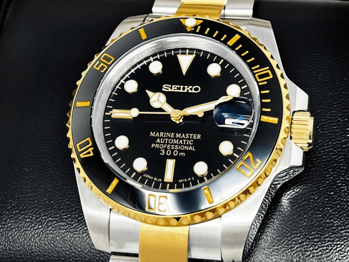 Seiko Mod Black Gold Two - Tone Seikomariner Diver Series - MODTIME