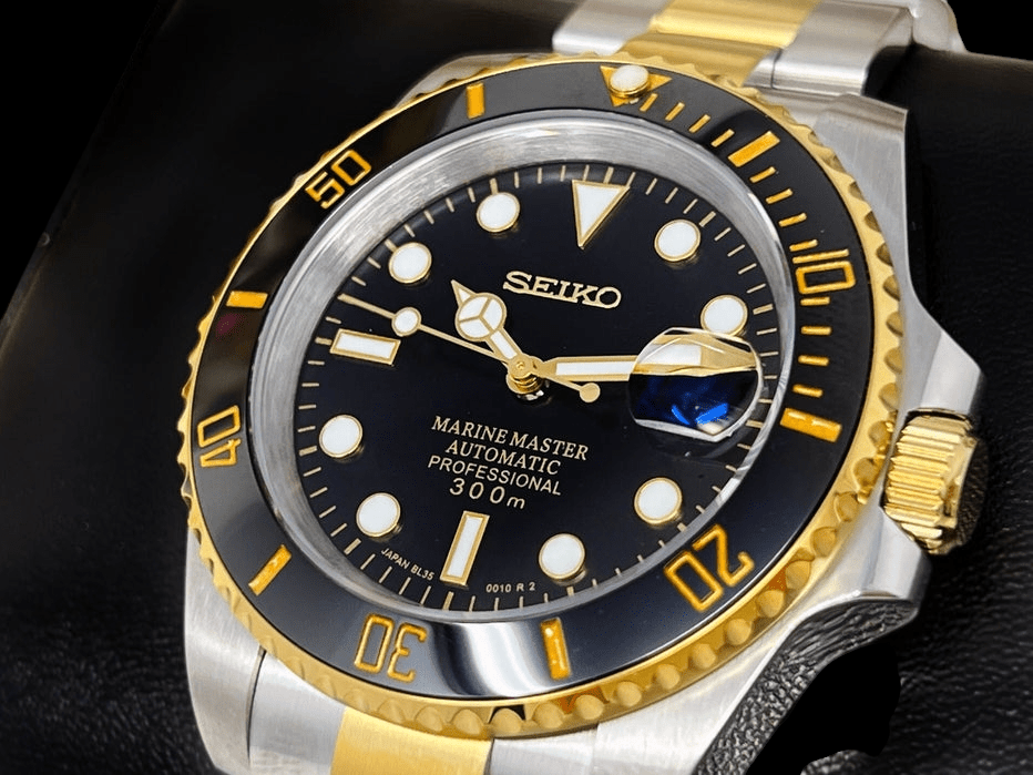 Seiko Mod Black Gold Two - Tone Seikomariner Diver Series - MODTIME