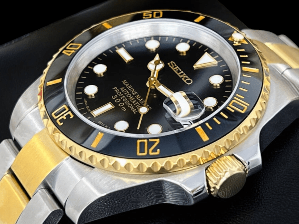 Seiko Mod Black Gold Two - Tone Seikomariner Diver Series - MODTIME