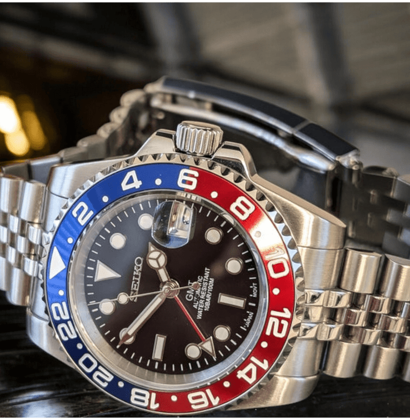 Seiko Mod Red Blue " Pepsi " GMT - Master Homage Series - MODTIME