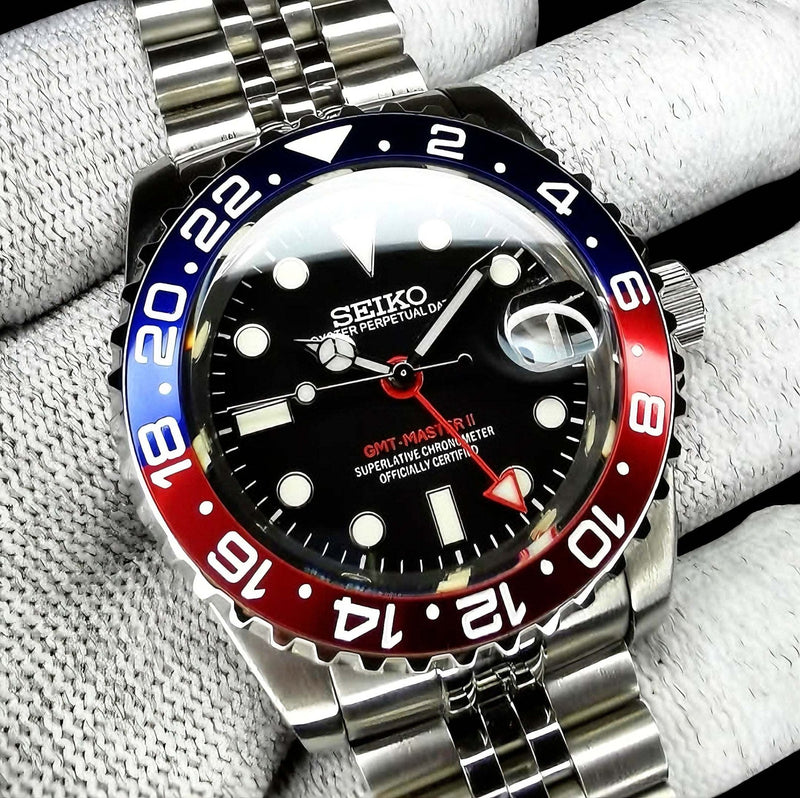 Seiko Mod Red Blue " Pepsi " GMT - Master Homage Series - MODTIME