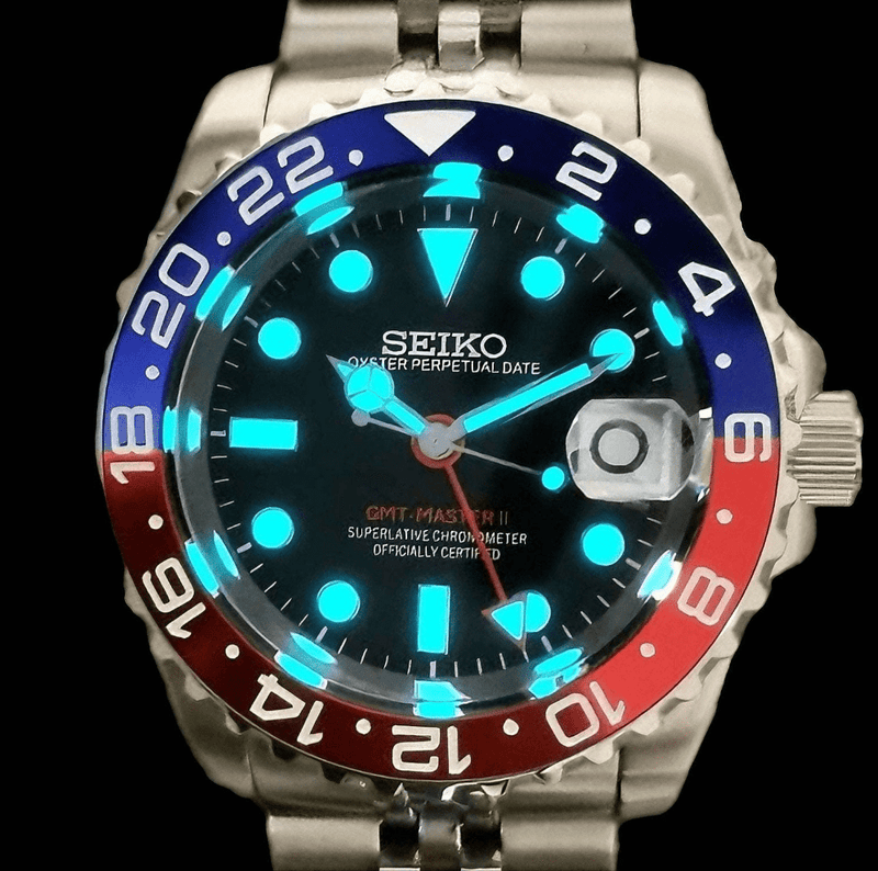 Seiko Mod Red Blue " Pepsi " GMT - Master Homage Series - MODTIME