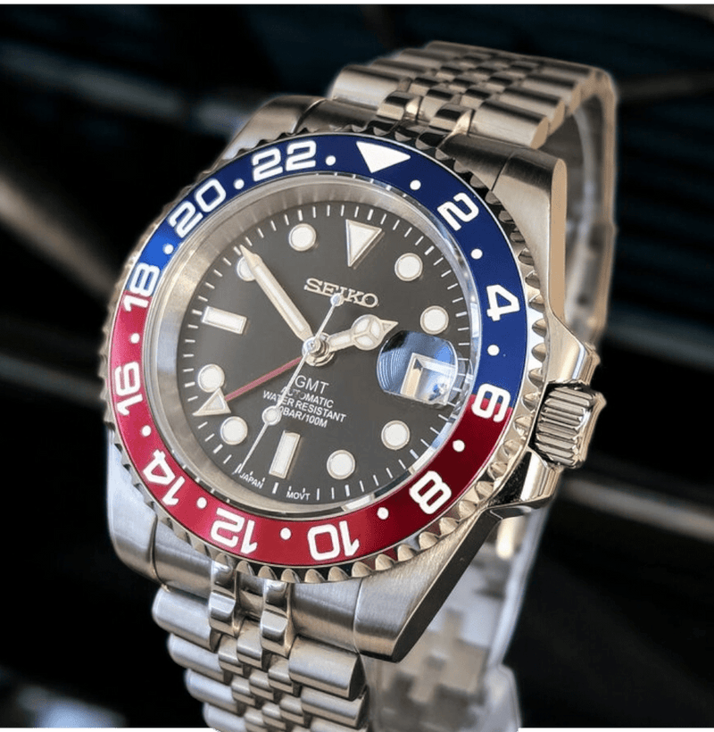 Seiko Mod Red Blue " Pepsi " GMT - Master Homage Series - MODTIME