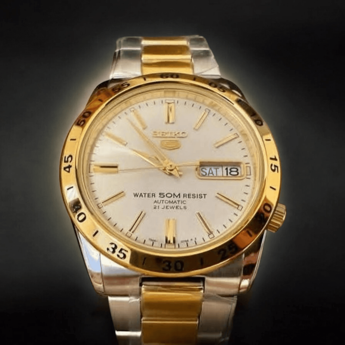 Seiko Mod SeikoJust Two - Tone White S5 Series Dial - Modtime - MODTIME