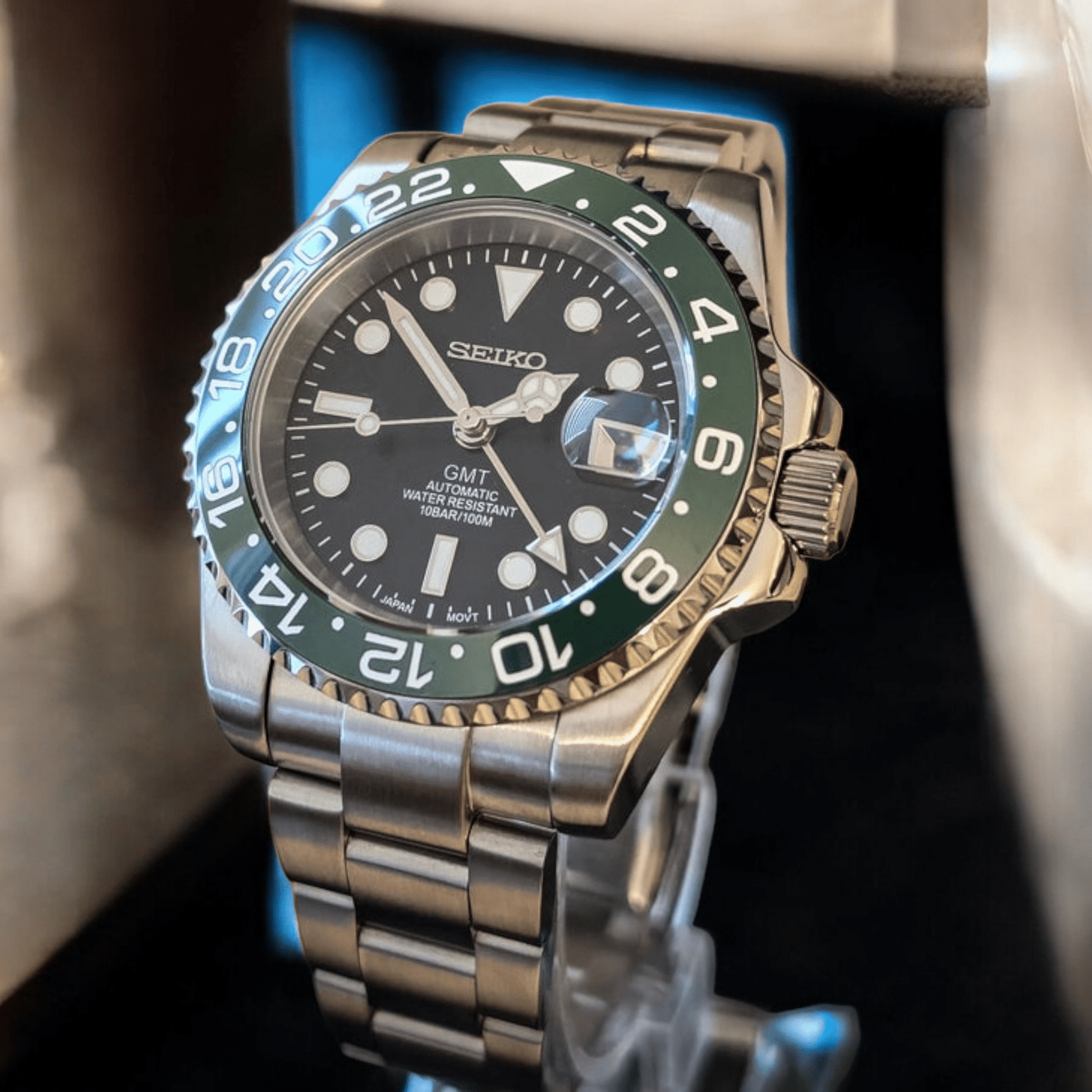 Seiko Mod Stainless - Steel GMT " Starbucks" Series 