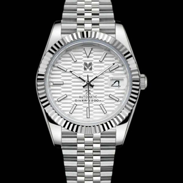 Seiko Mod DateJust Homage White Ripple Dial - Modtime