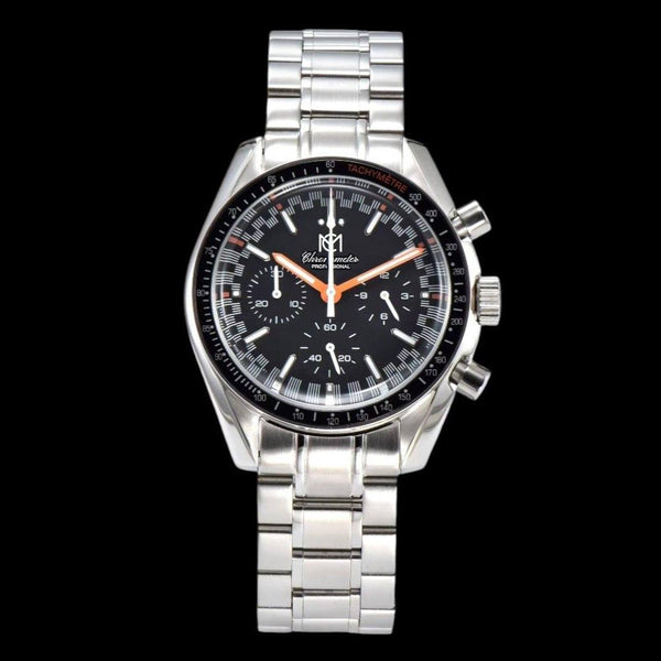 Custom Seiko Mod speedmaster black dials orange minute hand