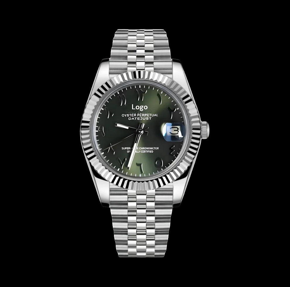 Custom made Seiko Datejust dark green Arabic dial jubilee bracelet