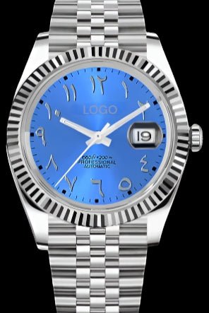 Modtime SeikoJust bright blue Arabic Dial custom seiko datejust stainless steel jubilee bracelet