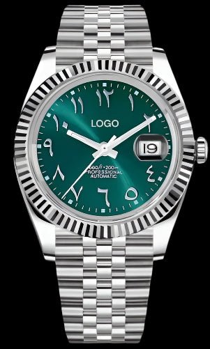 Modtime SeikoJust green Arabic Dial custom seiko datejust stainless steel jubilee bracelet