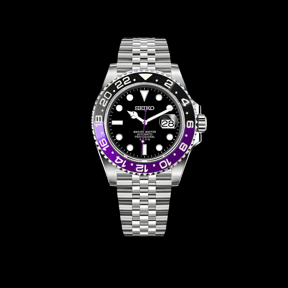 Modtime Custom GMT Seiko " Joker " Purple Black Series - Jubilee Bracelet