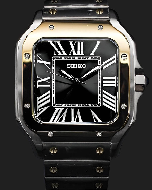 Seiko Mod Santos Homage Two-Tone with a Classic Black Dial