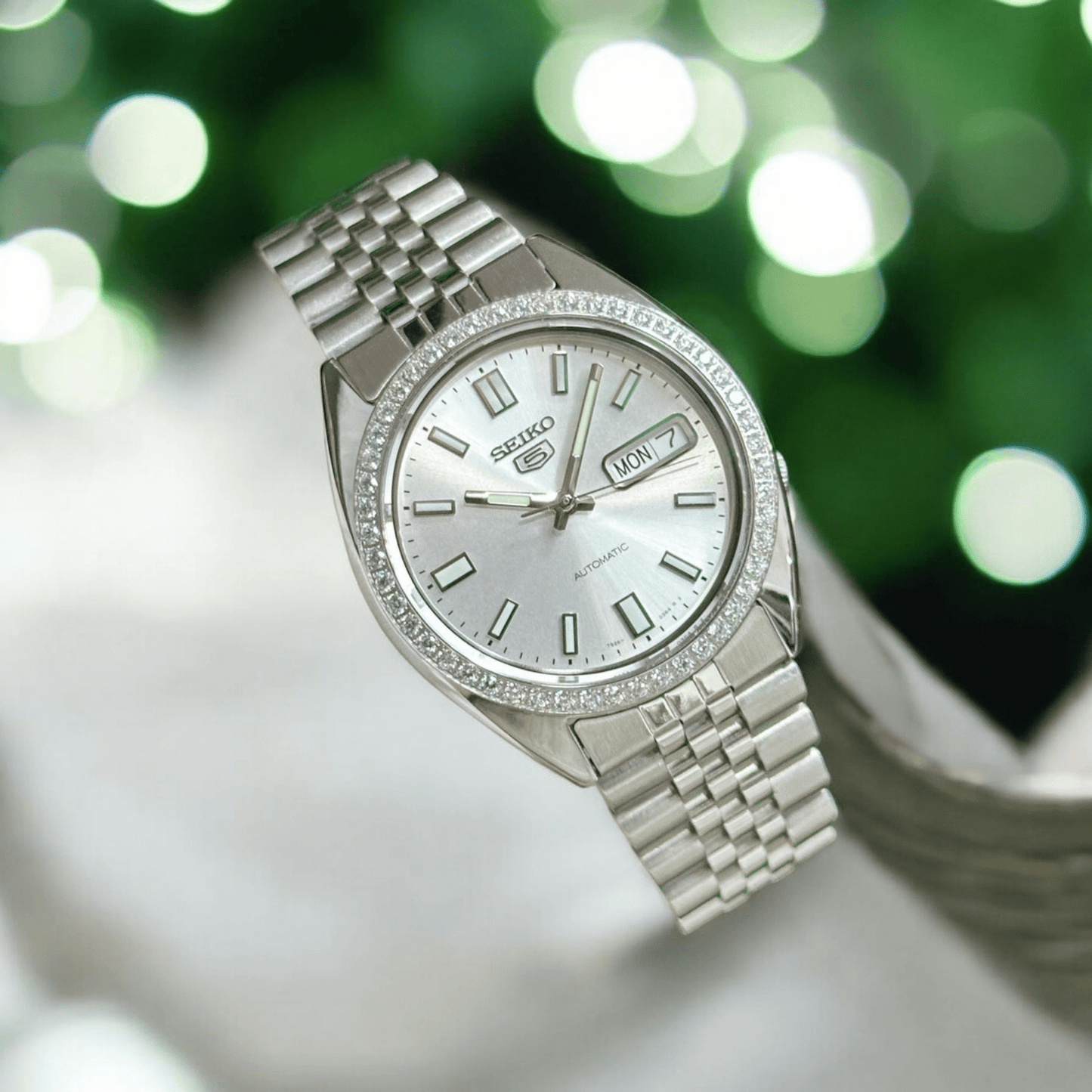 Seiko Mod DateJust Homage White Silver S5 Dial - Chrono Custom