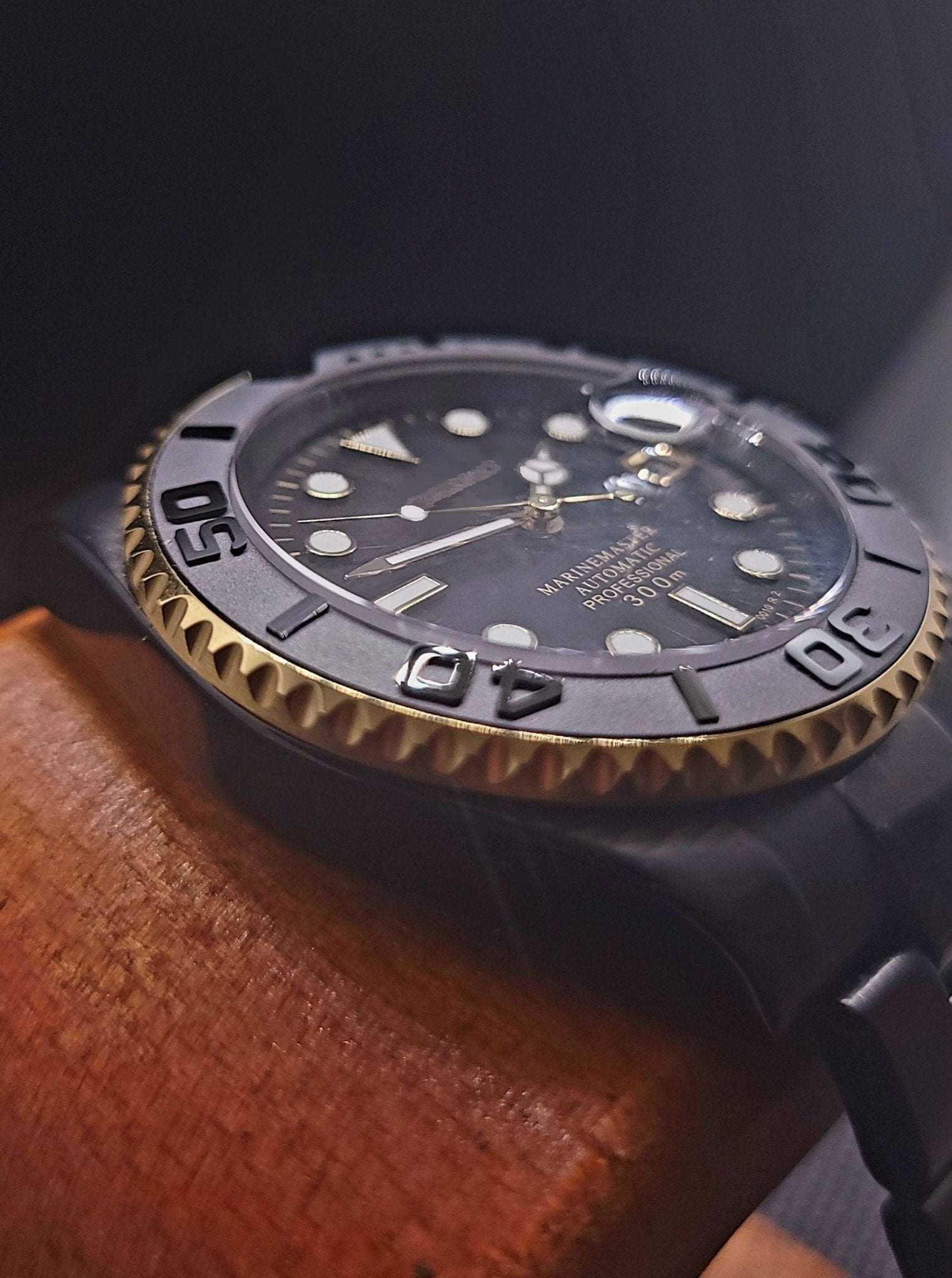 Modded Seiko Submariner Black Gold Stainless Steel