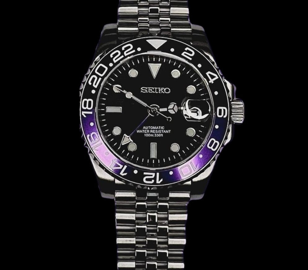 Custom Seiko GMT " Joker " Purple Black - MODTIME