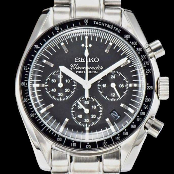 Seiko Mod Speedmaster Homage Black Dial - Timeless Design - Modtime