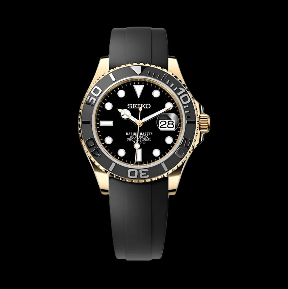 Modded Seiko Submariner Black Gold Stainless Steel