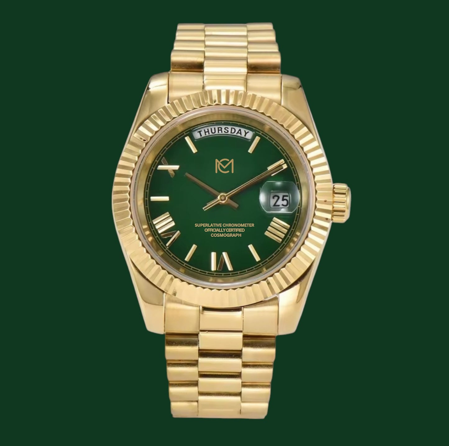 Custom Gold Seiko Mod Rolex Daydate green dial