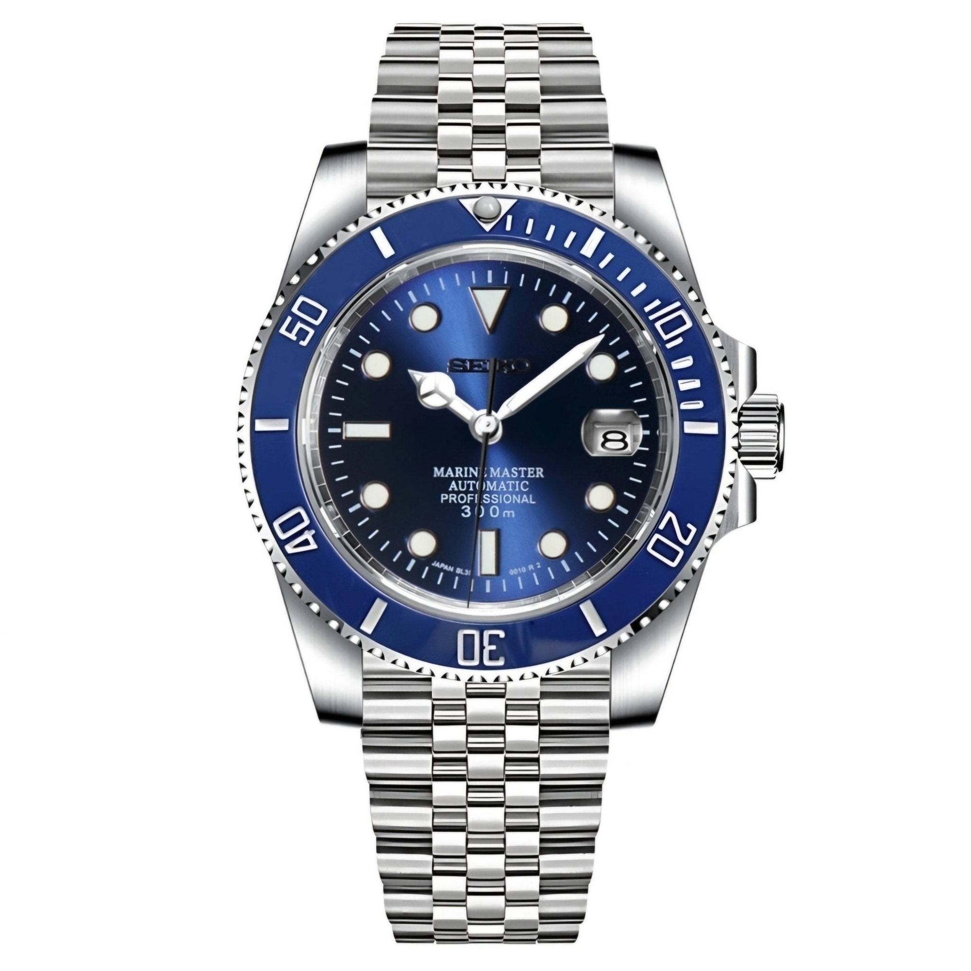  Modded Seiko Submariner Homage Blue Smurf Diver - Modtime