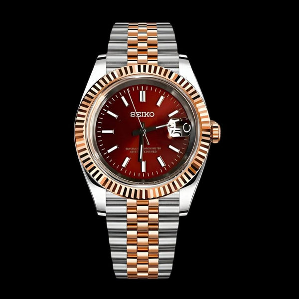 Seiko Mod Datejust Homage Two-Tone Wine Dial - Modtime