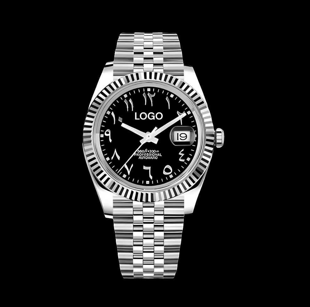 Custom made Seiko Datejust black Arabic dial jubilee bracelet