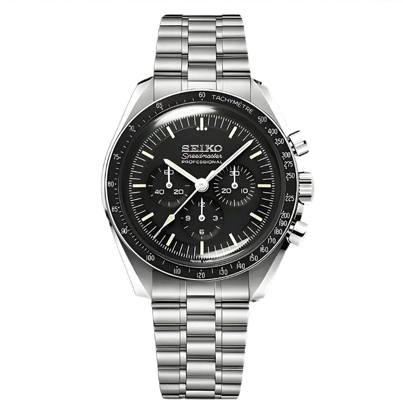 Seiko Mod Speedmaster Homage Black Dial - Timeless Design - Modtime