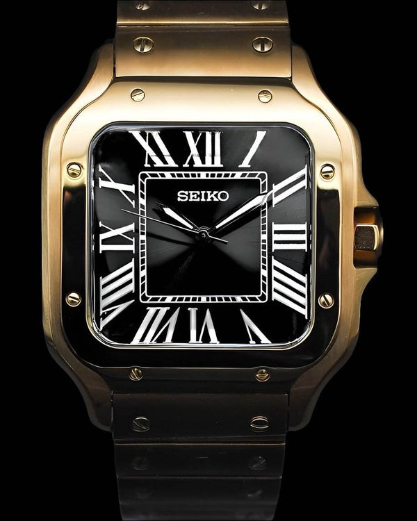 Seiko Mod Santos Homage Series Black Gold - Modtime