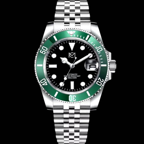 Modtime Green Black Seiko mod submariner " Starbucks " Series 