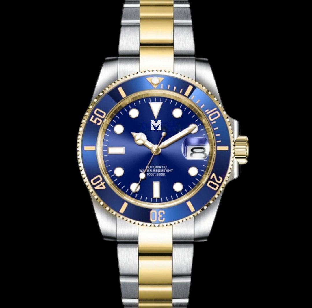 Blue Gold Two-Tone Seiko Submariner Mod Diver Series with Oyster or Jubilee Bracelet