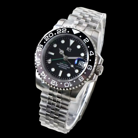 Modtime Custom Stainless - Steel GMT " Bruce Wayne " Grey Black 