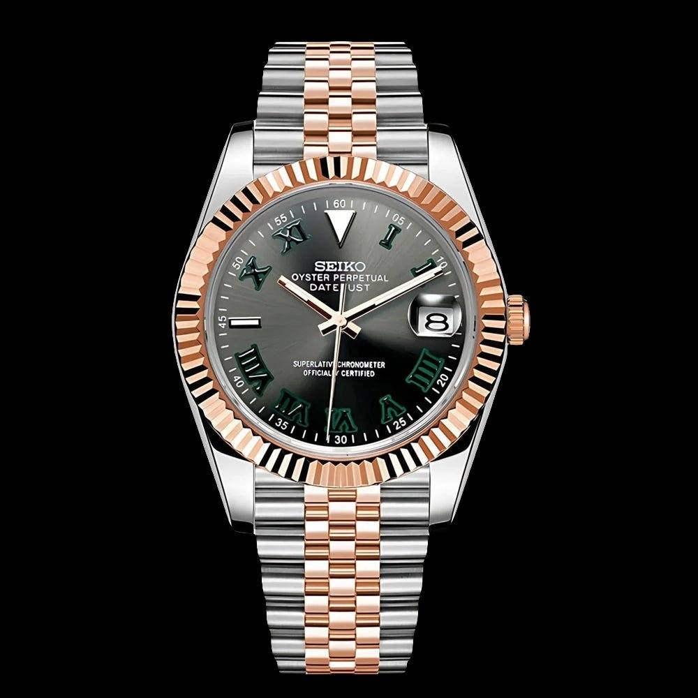 Seiko Mod DateJust Homage Two-Tone " Wimbledon " Roman Dial - Modtime