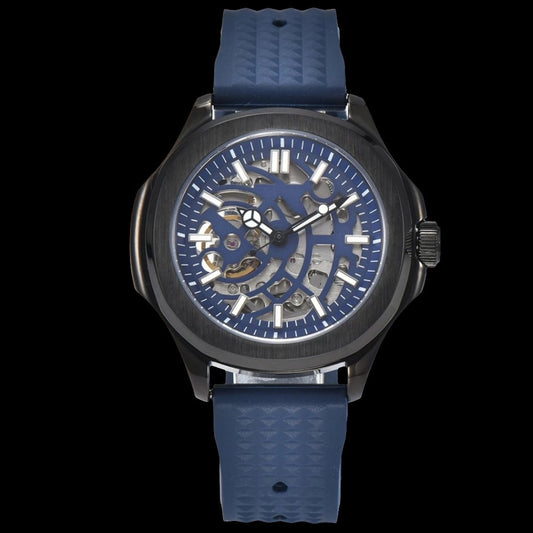 Custom Seiko Nautilus Skeleton Series Rubber Bracelet blue dial