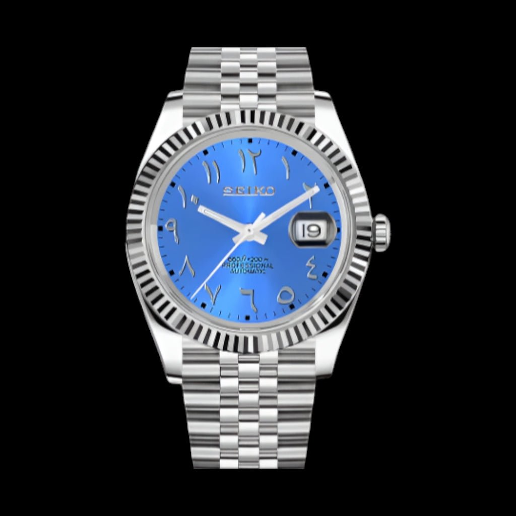 Custom made Seiko Datejust blue Arabic dial