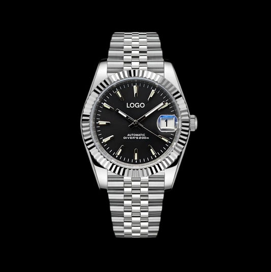 Custom made Seiko Datejust black ripple dial