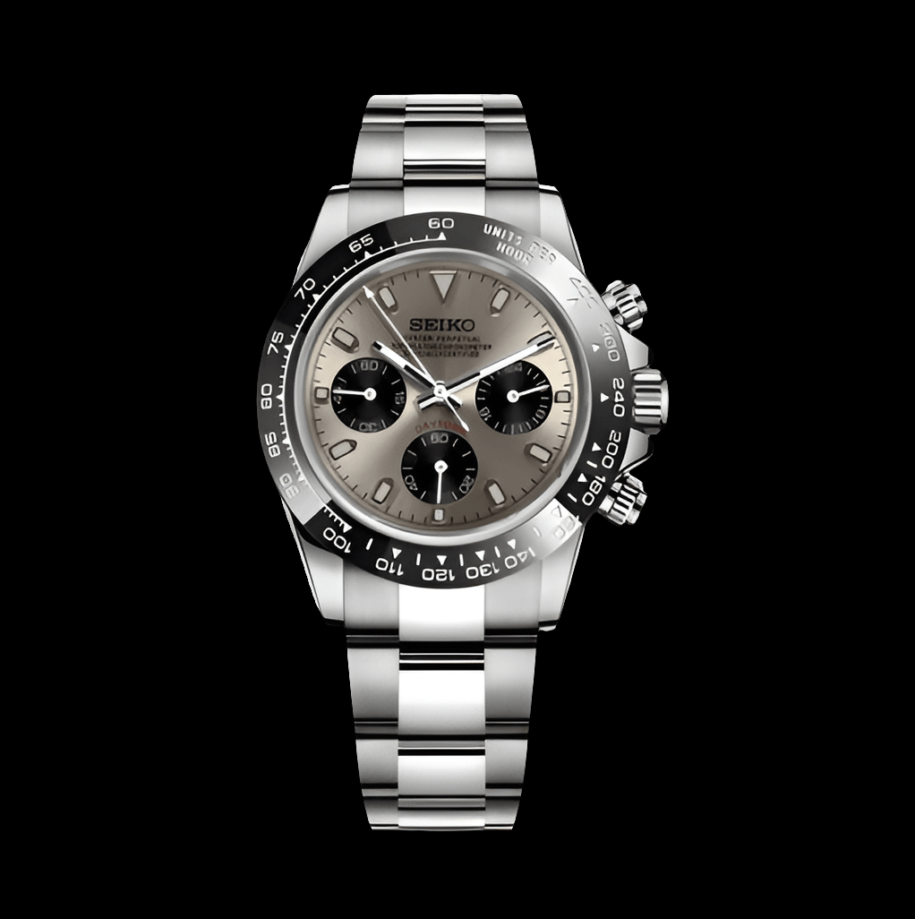 Seiko Mod Daytona Homage Stainless Steel Silver Grey Dial