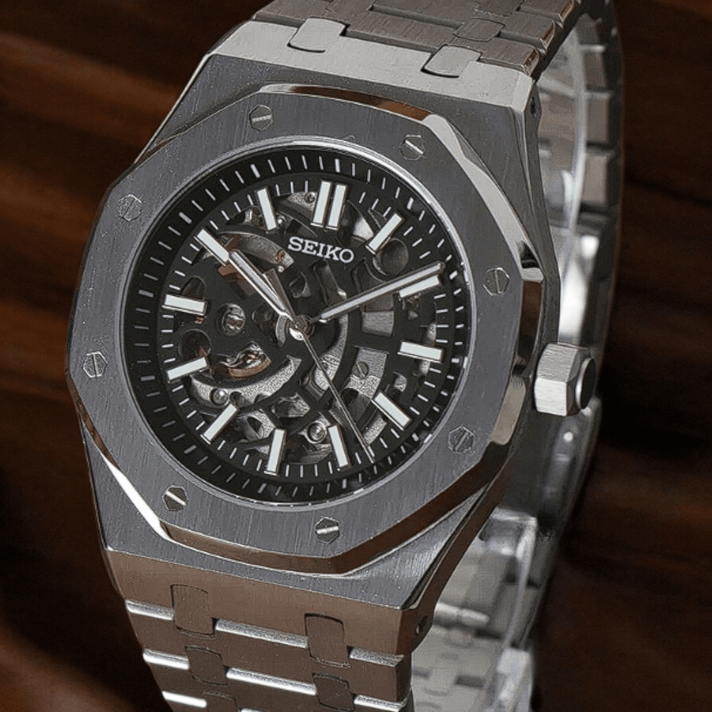 Modded Seiko Royal Oak Skeleton Design, Modern Technology