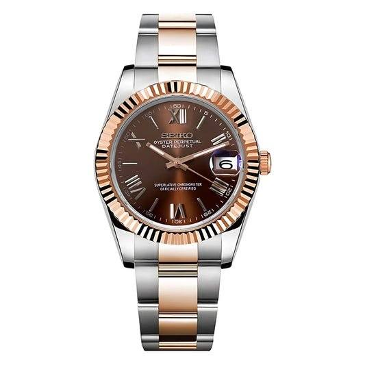 Seiko Mod Datejust Two-Tone Chocolate Dial - Chrono Custom