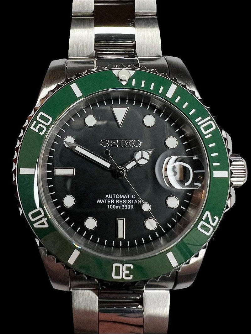 Modtime Green Black Seiko mod submariner " Starbucks " Series